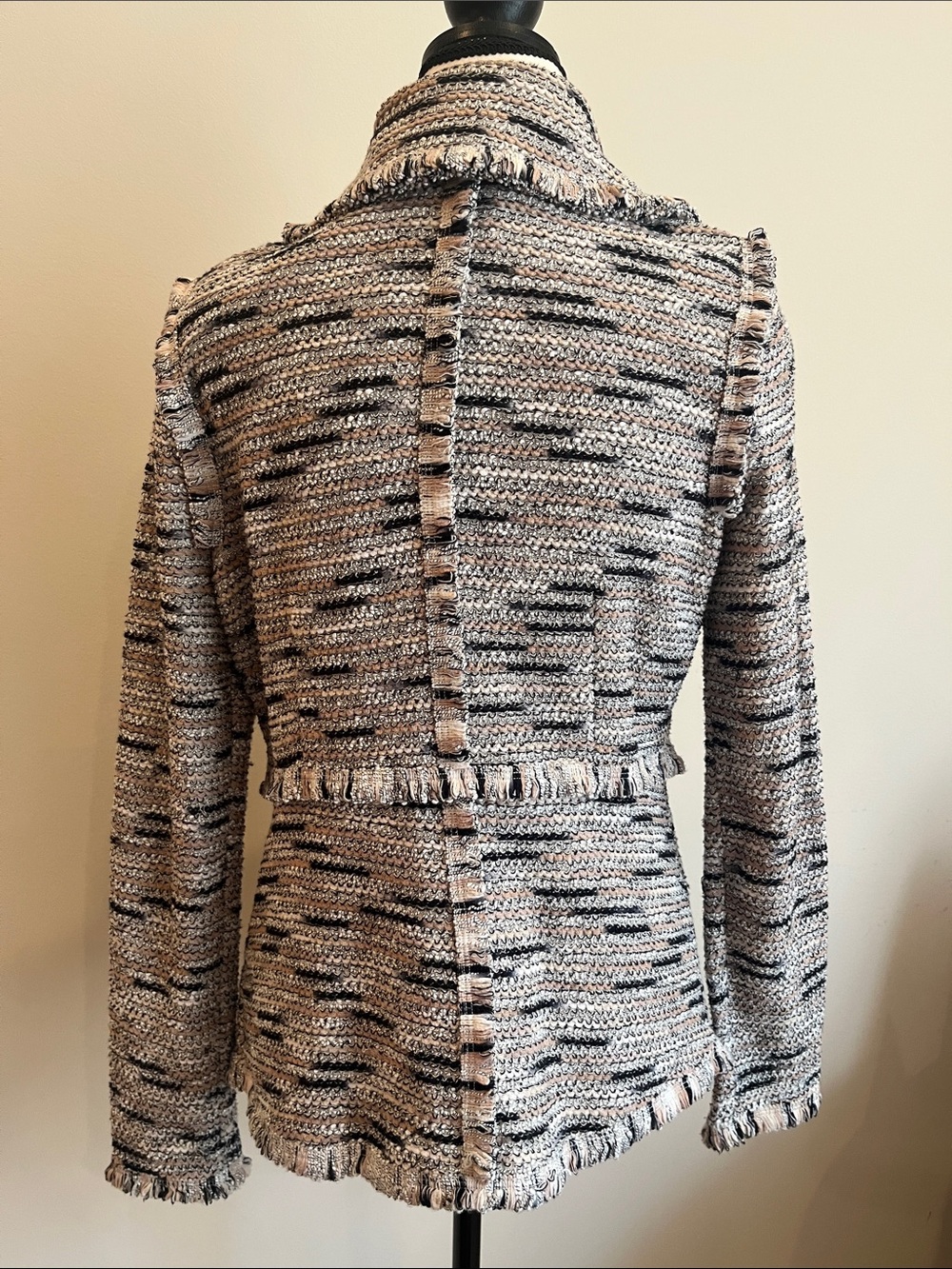 NIC+ZOE Speckled Soft Knit Moto Jacket  in Beige and Black Tweed Small Unlined - Picture 2 of 12